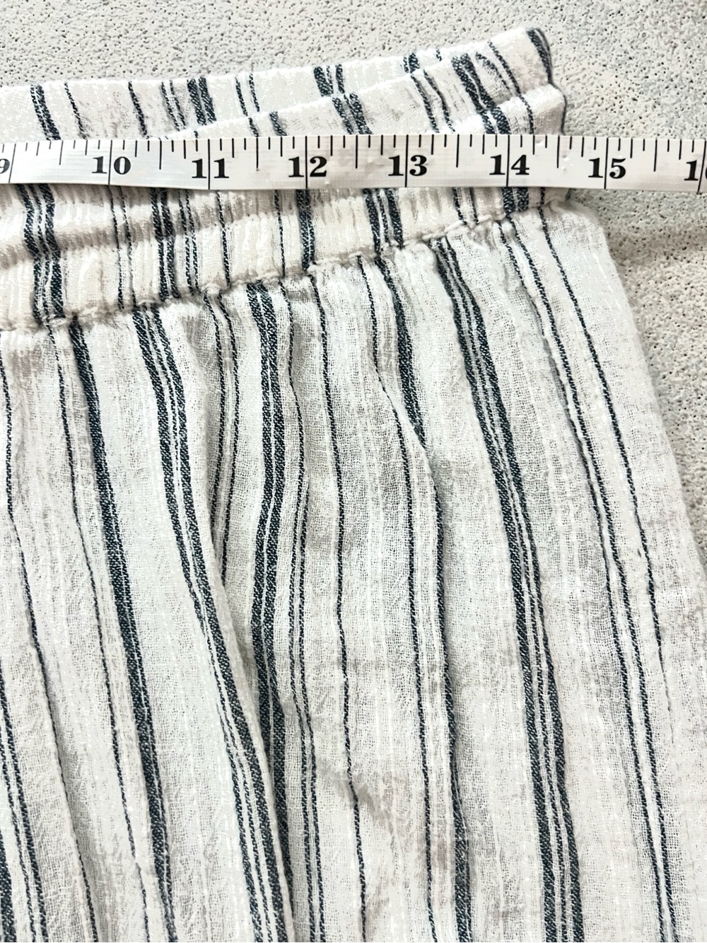 Sundance l,Striped Gauze Wide Leg Crop Pants Drawstring White Blue,EUC, Size S - Picture 7 of 10